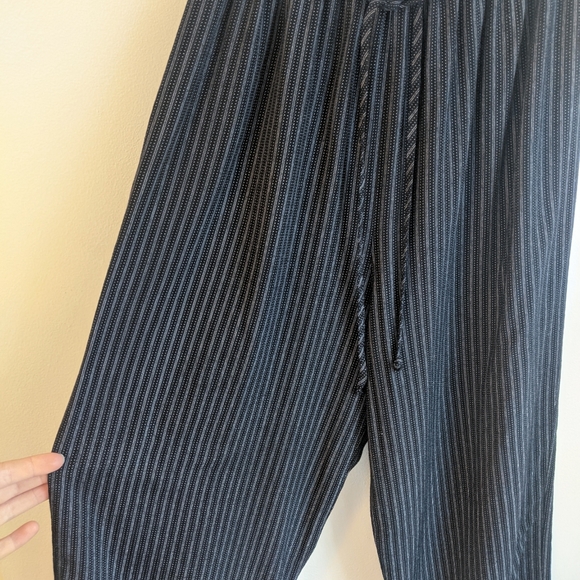Vtg 90s Navy/Black Striped High Rise Palazzo Pants - Picture 5 of 11